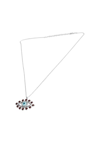 Opal Taşlı Ve Mine İşlemeli Gümüş Göz Kolye Rose Gold