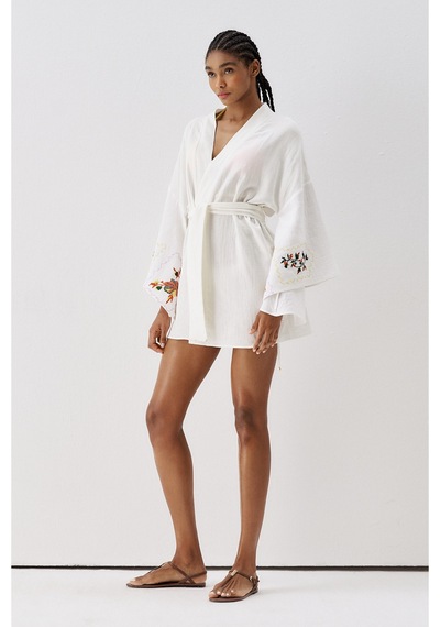Sagaza Studio Ss6185 Desenli Kimono Sarı