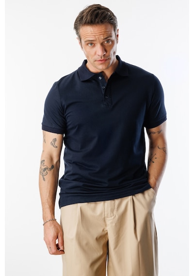 Genius Store Erkek Çekmeyen Pamuklu Kumaş Regular Fit Standart Kesim Polo Yaka Tişört Poloyaka-t-shırt1 Lacivert