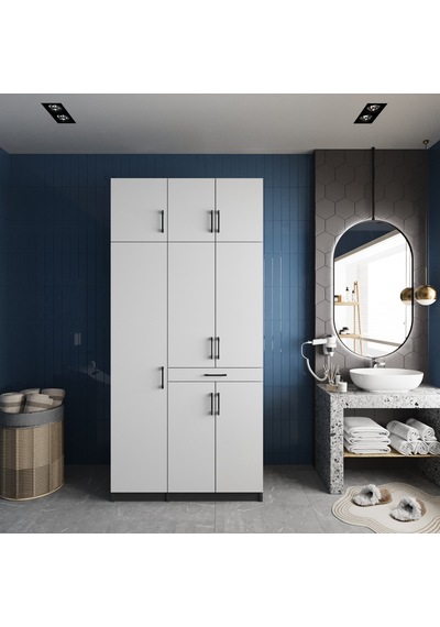 Vita Çamaşır Ve Kurutma Makinesi Dolabı Banyo Dolabı Füme Beyaz Antrasit - Beyaz Vita Çamaşır Ve Kurutma Makinesi Dolabı Banyo Dolabı Füme Beyaz Antrasit - Beyaz