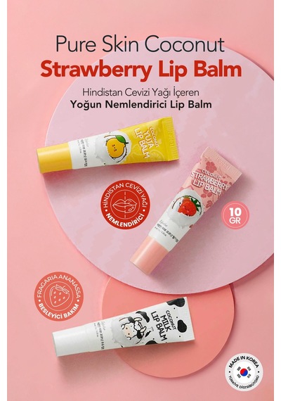 Esfolio Hindistan Cevizi ve Çilek İçeren Onarıcı Dudak Balmı Esfolio Coconut Strawberry Lip Balm