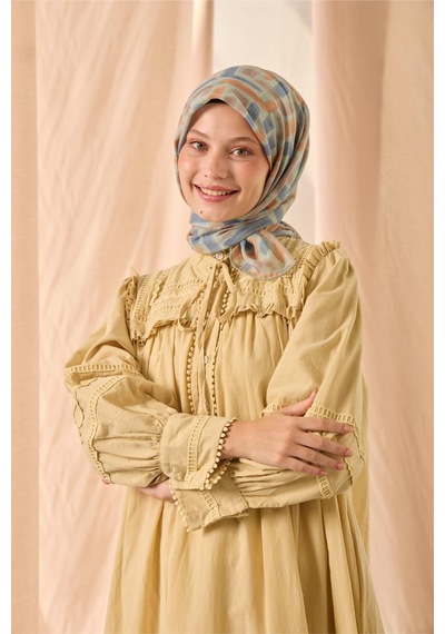 Silk Home Soft Eşarp 73096-25 Su Yeşili, Soluk Turuncu, İndigo, Gül Kurusu