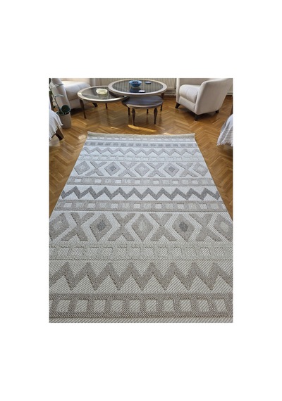 Badelya Home Monaco 0038 Krem Gri İskandinav Sisal Bukle Yumuşak Özel Ölçü Salon Koridor Mutfak Halısı Yolluk 0038-krem/bej/gri