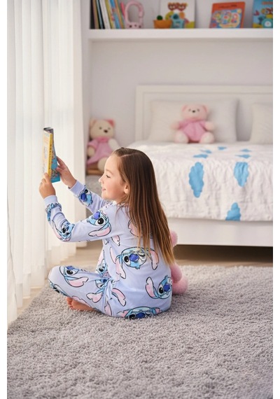 İsobel Kids Pamuk Mavi Çizgi Filmli Kız Çocuk Pijama Takımı