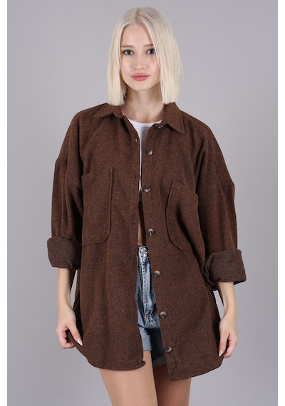 Madmext Camel Oversize Gömlek Ceket Mg1562 Camel