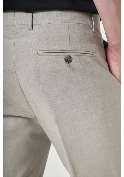 İmza Bej Yan Cep Filafil Desen Comfort Fit Esnek Pantolon 1003260153