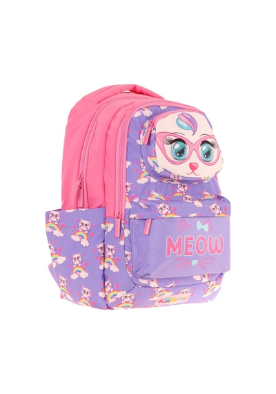 Kaukko Toys Kız Çocuk 3d Kedi Şekilli İlkokul Ve Günlük Sırt Çantası - Mor Pembe - L5236 Mor - Pembe