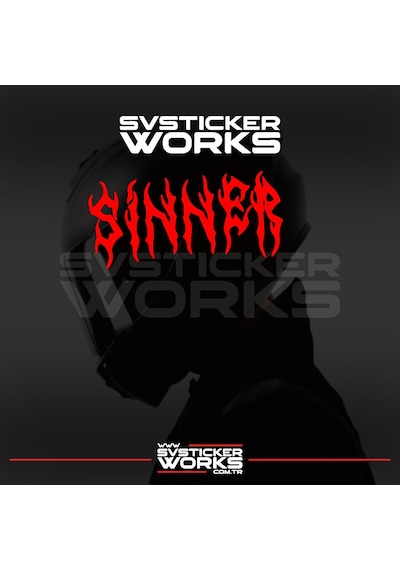Sinner Kask Sticker Tüm Kasklar Uyumlu Tek Yön 1 Adet Kırmızı
