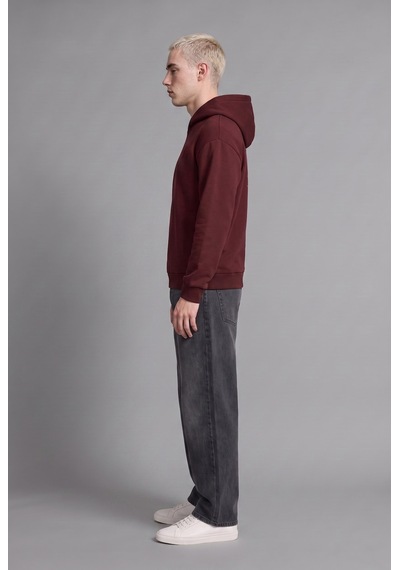Defacto Initial D Lisanslı Boxy Fit Kapüşonlu Sweatshirt H4139ax26aubr230 Bordo-br230