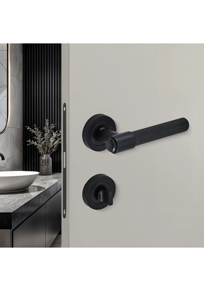 Sese Alya Modeli Rozetli Wc Kapı Kolu Siyah 200-214r-02-02