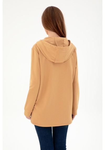 U.S. Polo Assn. Kadın Camel Kapüşonlu Sweatshirt 50289545-VR015