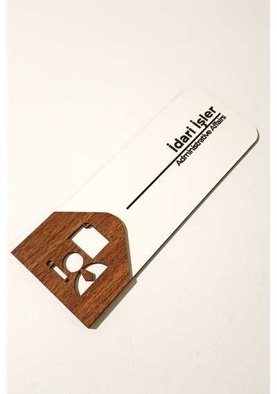 İdari İşler Odası Kapı Tabelası 19x7 Cm Çift Katmanlı, Çift Taraflı Bantlı
