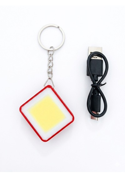 Şarjlı Mini 5w Cob Led Mıknatıslı El Feneri Beyaz - Kırmızı