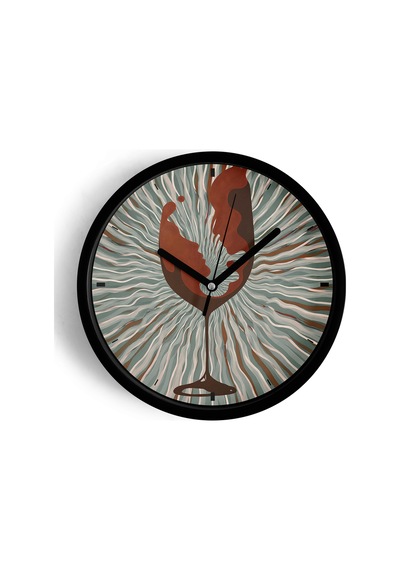 Şarap Kadehi İçinde Yüz Silüetleri Sanat Tasarımı Modern Duvar Saati - 25cm - Önü Camlı Siyah Kasa-jh0702 Siyah
