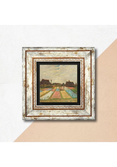 Van Gogh Hollanda'da Lale Tarlaları Taş Duvar Tablosu - Çerçeveli Taş Tablo - Dekoratif Duvar Sanatı - Modern Ev Ve Ofis Duvar Dekoru T1-282