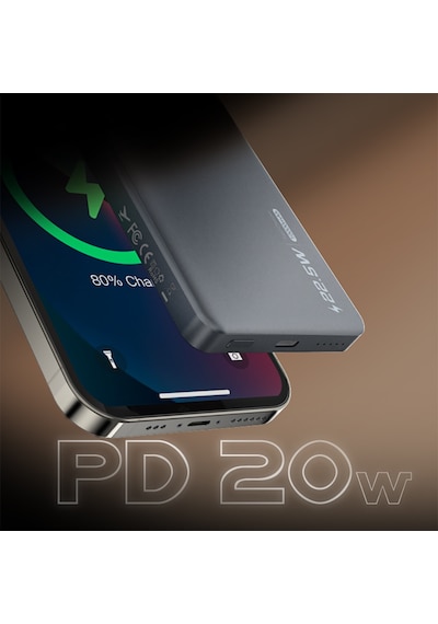 Lenyes Pw019d Pd 20w Ultra İnce Magsafe Wireless Powerbank 15w 5000mah Füme