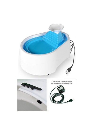 Kedi Köpek Su Pınarı Şe 2 Litre - 5 Volt Usb& 039 Li Mi