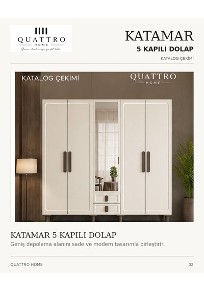 Katamar 5 Kapaklı Dolap Krem