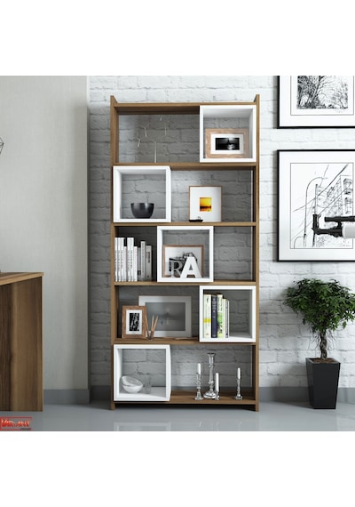 Variant Box Kitaplık Ve Çalışma Masası Takımı - Ceviz / Beyaz Beyaz - Ceviz