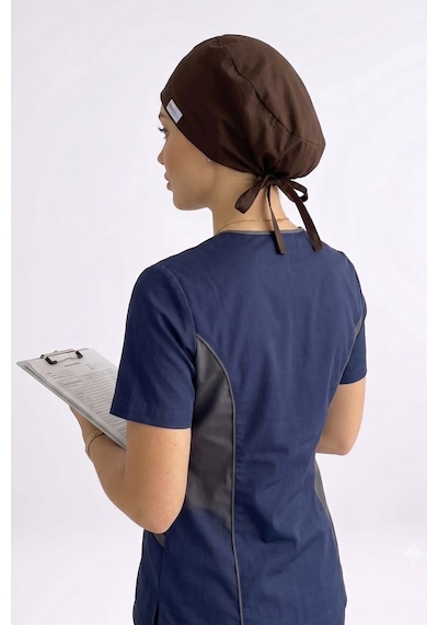 Unisex Düz Koyu Kahverengi Cerrahi Bone Doktor Hemşire Ameliyat Saç Bonesi