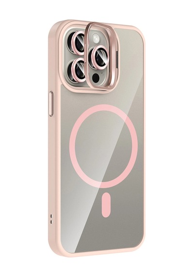 Joko İphone 14 Pro Max Remim Lensli Magsafe Standlı Kapak - Pembe Çok Renkli Diğer