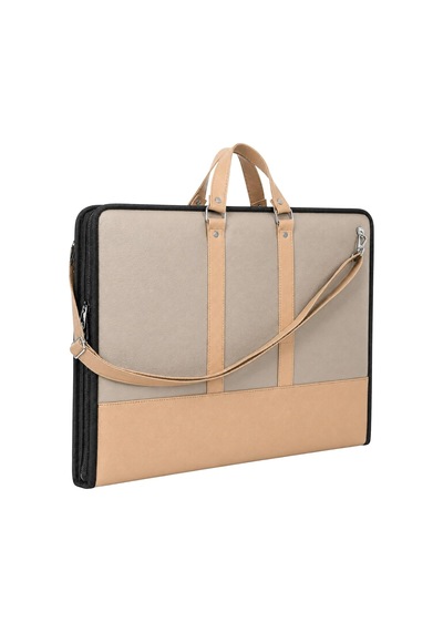Lexroo 40x55 Cm Suni Deri Profesyonel Resim Proje Çantası Camel-bej