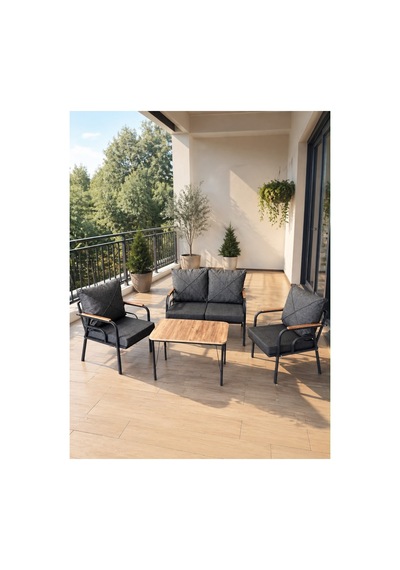Bahçe Balkon 2+1+1 Süngerli Sehbalı Çay Seti Gri Gri Bahçe Balkon 2+1+1 Süngerli Sehbalı Çay Seti Gri Gri
