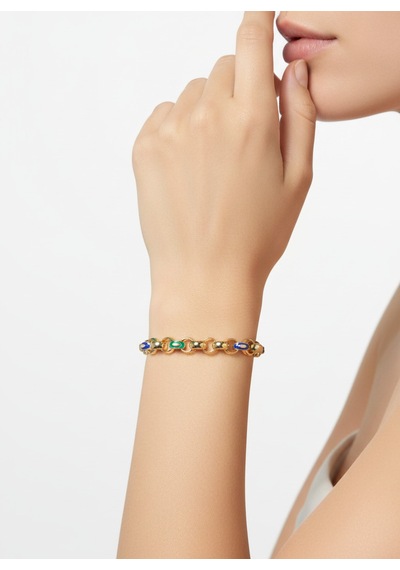 Valmont Accessories Kadın Gold Renk Renkli Mineli Halka Bileklik