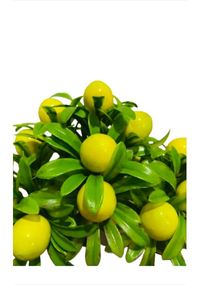 Dekoratif Limon Ağacı 23 Limonlu, Saksılı Ve Taşlı Plastik Bonsai Açık Sarı - Yeşil
