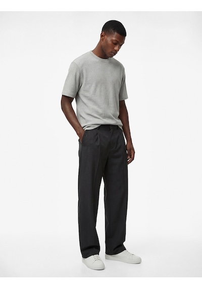 Koton Regular Fit Dokulu Kısa Kollu Basic Bisiklet Yaka Tişört Gri 6sam10054mk Gri