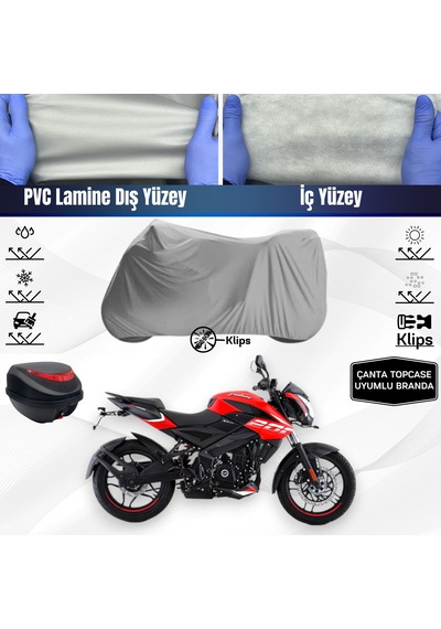 Bajaj Pulsar Ns 200 Abs Motosiklet Brandası Çanta Topcase Uyumlu Motor Branda