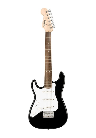 Squier 0370123506 Mini Stratocaster Solak Elektro Gitar Siyah Solak Çalım İçin Kompakt Gövde Ve Standart Strat Sesi