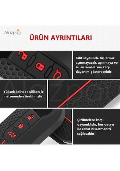 Fiat 500 Doblo Fiorino Punto Ducato Bravo Panda Silikon Anahtar Kılıfı Kırmızı- 1 Adet