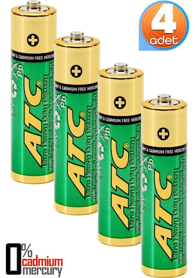 Atc 4lü Aaa Heavy Duty R03 İnce Kalem Pil Kumanda Pili Çinko Karbon Pil Zn-c 1.5v