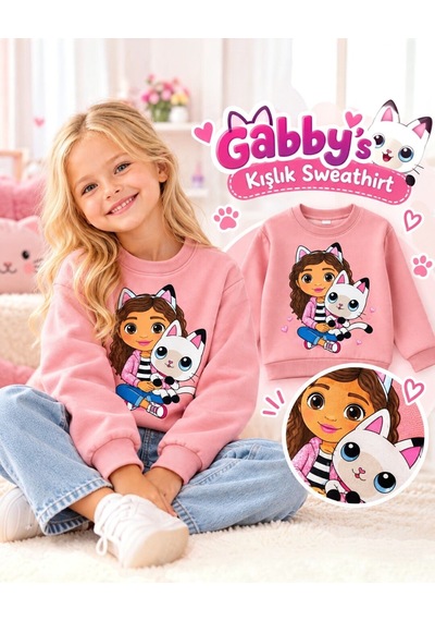 Seabubbles Gabbys Kız Çocuk Sweatshirt Pudra