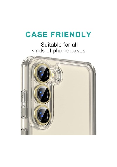 Samsung Galaxy S23 İçin Kamera Lens Koruyucuları Metal Gold Renk Temperli Cam Çizilmez Bağımsız Kamera Koruyucu Diğer
