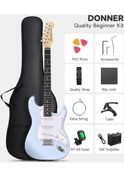 Donner Dst-80 St Elektro Gitar Seti Sonic Blue