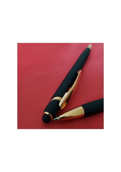 1 Adet Tükenmez Kalem Rubber Touchpen Metal Gövde Kauçuk Kaplamalı Dokunmatik Kalem Siyah Stylus