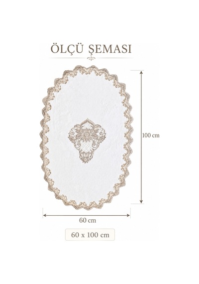 Gold Dantelli Kaymaz Taban Banyo Paspası Güpürlü Yıkanabilir Banyo Takımı Venecca pudra