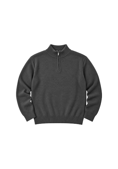 Battalmoda Erkek Büyük Beden Antrasit Hattush Fermuarlı Dik Yaka Triko Kazak 3xl-4xl-5xl-6xl