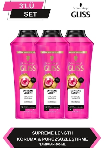Supreme Length Uzun Saçlara Özel Şampuan 400 Ml X 3 Adet