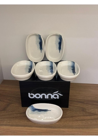 6'lı Blue Wave Hygge 10cm Hygge Oval Servis Sos/meze/kahvaltı/reçel/aperatif Çok Renkli