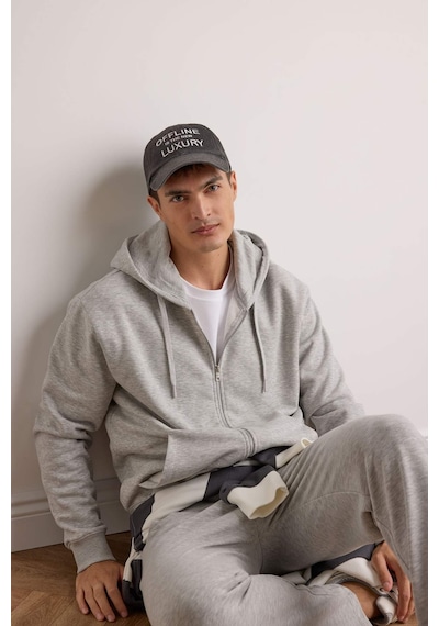 Defacto - Relax Fit Kapüşonlu İçi Yumuşak Tüylü Basic Düz Cepli Kalın Fermuarlı Sweatshirt D7599AX25SP Gri