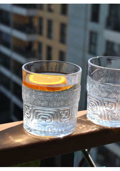 2'li Desenli Viski Kokteyl Bardağı Meşrubat Bardak 345 Ml-kubiz
