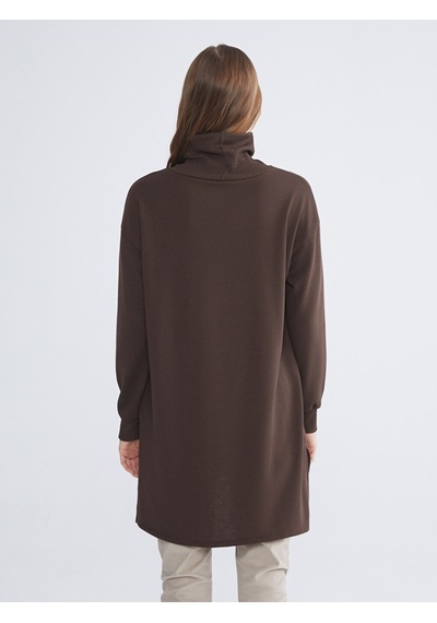 Lcw Everyday Kahverengi Balıkçı Yaka Oversize Kadın Tunik