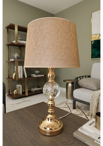 Tekli Gold Masa Lambası Modern Salon Abajur Altın