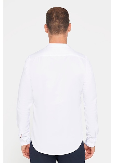 Tudors Erkek Slim Fit Dar Kesim Pamuklu Kolay Ütü Beyaz Hakim Yaka Gömlek-17439 Beyaz