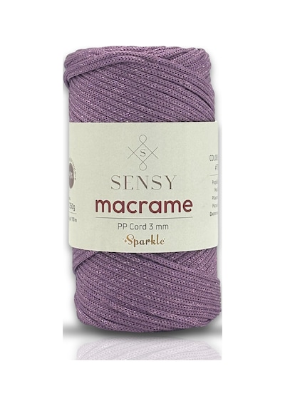 Sensy Simli Polyester 3 Mm Makrome İpi Mor 250 Gr Supla İpi Ve Çanta İpliği Polyester İp