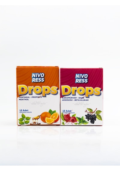 Nivoress Drops Karamürver Nane Ahududu Beta Glukan - Portakal Propolis Menthol 24 Adet