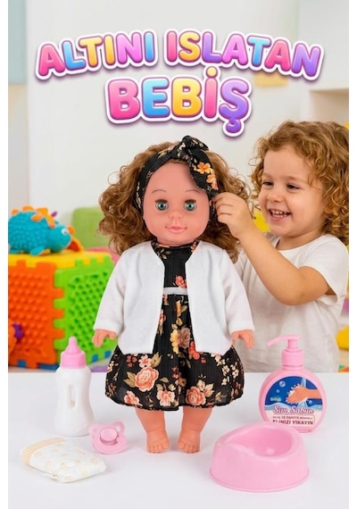 Mila Altını Islatan Bebek Seti 30 Cm Aksesuarlı Kolları Ve Kafası Et Oyuncak Bebek Beyaz